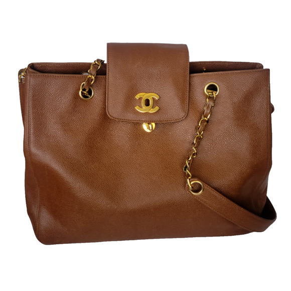 CHANEL Caviar Chain Brown Leather Women Tote 4653521 - Picture 3 of 9
